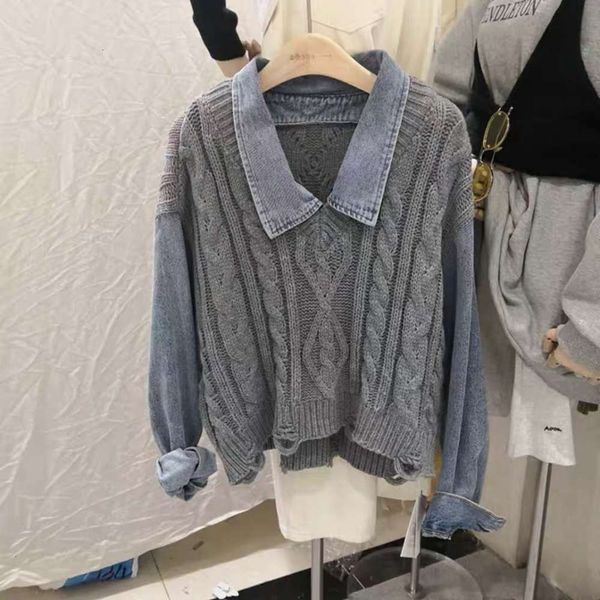 cool new art autumn literature and winter twist sweater 2020 stitching denim sleeve fake two pieces of holed knitwear top, Black;brown
cool new art autumn literature and winter twist sweater 2020 stitching denim sleeve fake two pieces of holed knitwear top, Black;brown