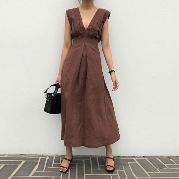 casual dresses 2021 ladies elegant cotton line dress summer v-neck sleeveless pleated party fashion pure color long, Black;gray
casual dresses 2021 ladies elegant cotton line dress summer v-neck sleeveless pleated party fashion pure color long, Black;gray
