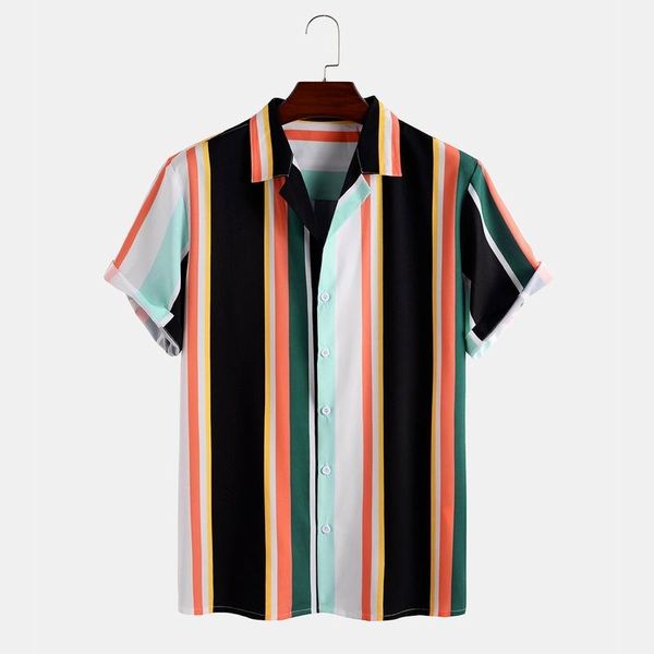 men's casual shirts mens fashion clothing trends 2021 short-sleeved men's striped printing plus size camisas para hombre, White;black
men's casual shirts mens fashion clothing trends 2021 short-sleeved men's striped printing plus size camisas para hombre, White;black