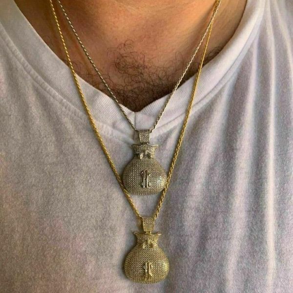 chokers 24" rope chain money bag pendant necklace micro pave cubic zirconia iced out bling cz hip hop men jewelry, Golden;silver
chokers 24" rope chain money bag pendant necklace micro pave cubic zirconia iced out bling cz hip hop men jewelry, Golden;silver