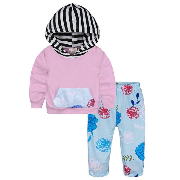 

Autumn Newborn Baby Girls Clothes Long Sleeve Cotton Floral T-shirt Tops Pant 2PCS Outfit Toddler Kids Clothing, Pink 1