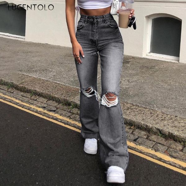 women's jeans lugentolo hole women casual trousers fashion wide leg pants pocket female trend street long, Blue
women's jeans lugentolo hole women casual trousers fashion wide leg pants pocket female trend street long, Blue