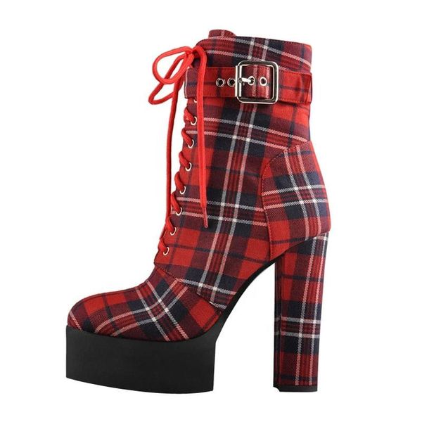 boots winter platform shoes fashion round toe buckle plaid lace up high heel women ankle short booties plus size 43, Black
boots winter platform shoes fashion round toe buckle plaid lace up high heel women ankle short booties plus size 43, Black