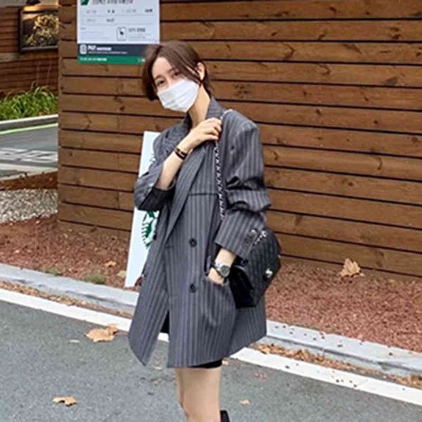 women's suits & blazers galcaur korean fashion striped colorblock for women notched collar long sleeve sashes jackets female clothing s, White;black 
women's suits & blazers galcaur korean fashion striped colorblock for women notched collar long sleeve sashes jackets female clothing s, White;black