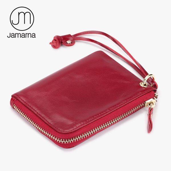 coin purses jamarna oil wax genuine leather women wallets small card id holder wristlet female purse red brand, Red;black
coin purses jamarna oil wax genuine leather women wallets small card id holder wristlet female purse red brand, Red;black