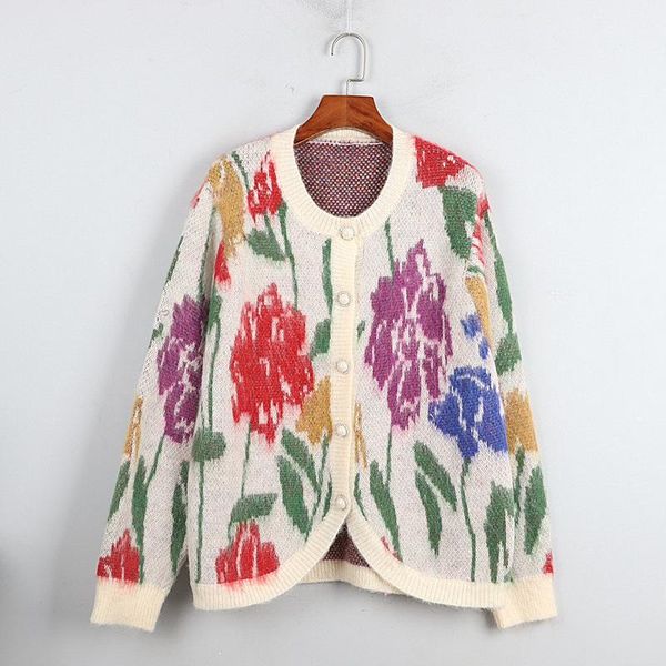 women's knits & tees vintage style retro colorful flower print cardigan women spring auutmn knitted pearl buttons pull femme jersey muj, White
women's knits & tees vintage style retro colorful flower print cardigan women spring auutmn knitted pearl buttons pull femme jersey muj, White