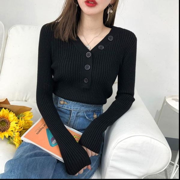 autumn knitted black sweater women casual pure bottoming sweaters women button v neck long sleeve pullover drop shipping, White;black
autumn knitted black sweater women casual pure bottoming sweaters women button v neck long sleeve pullover drop shipping, White;black