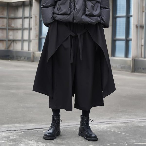 men's pants hair stylist style dark personality irregular design hip hop street couples with a casual nine point skirt, Black
men's pants hair stylist style dark personality irregular design hip hop street couples with a casual nine point skirt, Black