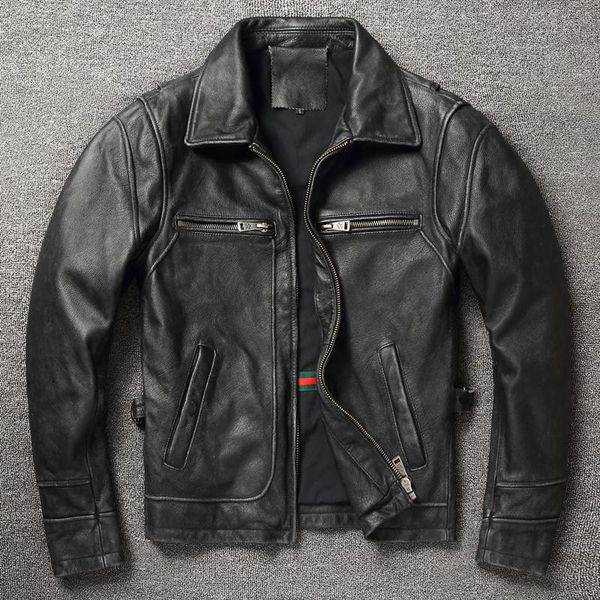 men's leather & faux 2022 retro style 100% layer cowhide oversized jacket color is made of old motorcycle riding clothes., Black
men's leather & faux 2022 retro style 100% layer cowhide oversized jacket color is made of old motorcycle riding clothes., Black