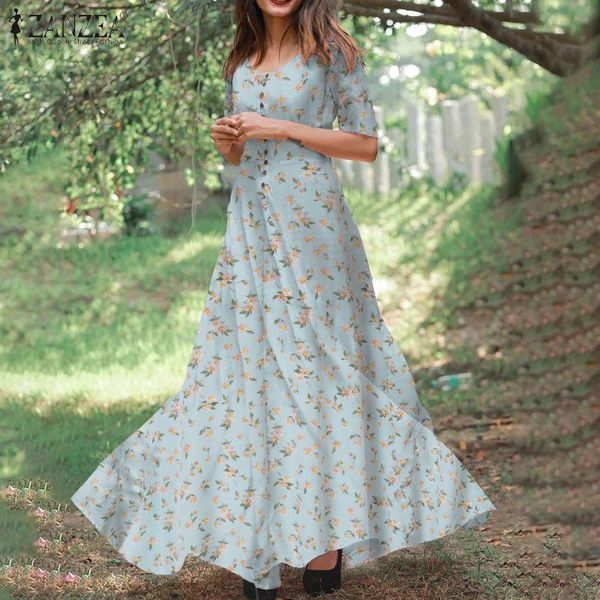 casual dresses womens bohemian floor length dress zanzea fashion floral print kaftan 2021 summer elegant female holiday beach vestidos, Black;gray
casual dresses womens bohemian floor length dress zanzea fashion floral print kaftan 2021 summer elegant female holiday beach vestidos, Black;gray