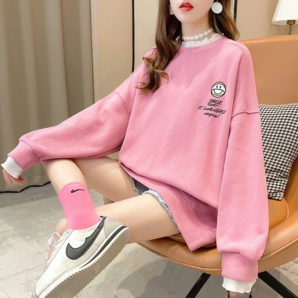 2021 autumn korean version diamond color matching lace thin sweater female student round neck loose large coat fashion, Black
2021 autumn korean version diamond color matching lace thin sweater female student round neck loose large coat fashion, Black