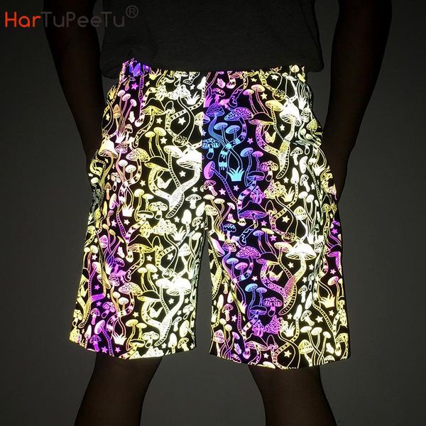 men's shorts 2021 summer knee length pants men mushroom print rainbown reflective night sport jogging workout with mesh lining, White;black
men's shorts 2021 summer knee length pants men mushroom print rainbown reflective night sport jogging workout with mesh lining, White;black