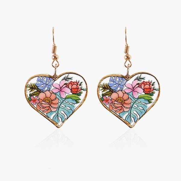 dangle & chandelier female retro color printing love pendant earrings metal peony flower banana leaf accessories gift, Silver
dangle & chandelier female retro color printing love pendant earrings metal peony flower banana leaf accessories gift, Silver