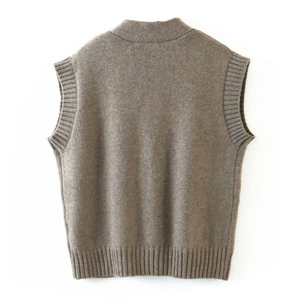 autumn vintage khaki sleeveless knitted cardigan women korean clothing loose pocket v neck sweater vest boyfriend style knitwear, White;black
autumn vintage khaki sleeveless knitted cardigan women korean clothing loose pocket v neck sweater vest boyfriend style knitwear, White;black
