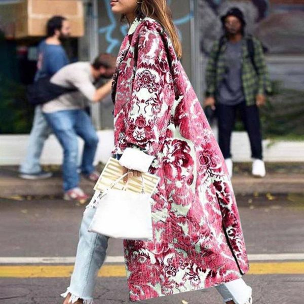 women's wool & blends long sleeve two buttons women coat autumn winter flap pockets turn-down collar floral print woolen outerwear, Black
women's wool & blends long sleeve two buttons women coat autumn winter flap pockets turn-down collar floral print woolen outerwear, Black