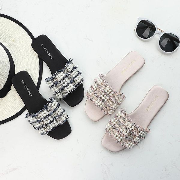 slippers women outdoor 2021 summer brand design houndstooth pearls slip on beach flip flops female flat sandals, Black
slippers women outdoor 2021 summer brand design houndstooth pearls slip on beach flip flops female flat sandals, Black