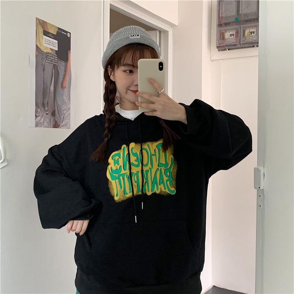 women's hoodies & sweatshirts autumn winter harajuku cartoon letter printing vintage fashion streetwear hip-hop loose casual women hood, Black
women's hoodies & sweatshirts autumn winter harajuku cartoon letter printing vintage fashion streetwear hip-hop loose casual women hood, Black