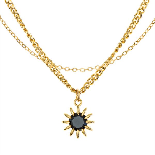 women's solid copper necklace gemstone sun shape double gold plated simple accessory, Silver
women's solid copper necklace gemstone sun shape double gold plated simple accessory, Silver