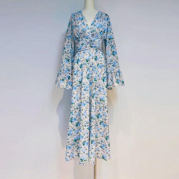 casual dresses est 2021 summer fashion v-neck flared sleeves long pleated waist floral dress, Black;gray
casual dresses est 2021 summer fashion v-neck flared sleeves long pleated waist floral dress, Black;gray