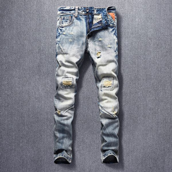 2021 new fashion streetwear men jeans retro wash slim fit casual ripped denim trousers patchwork designer hip hop pants a3fc, Blue
2021 new fashion streetwear men jeans retro wash slim fit casual ripped denim trousers patchwork designer hip hop pants a3fc, Blue