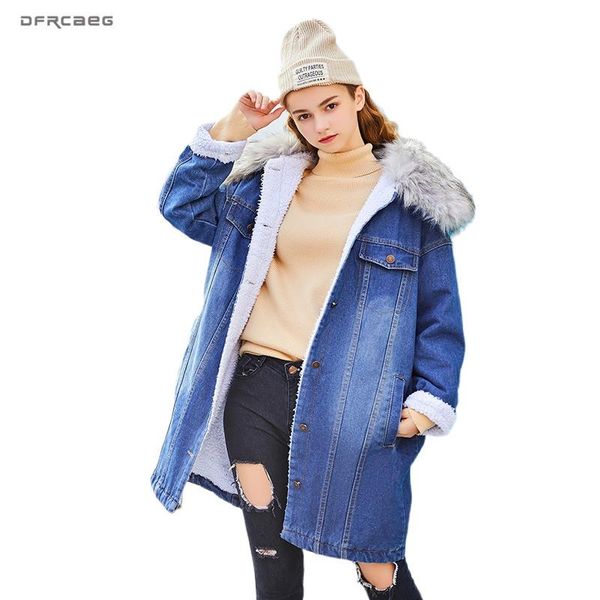 women's jackets big fur collar warm lamb jean jacket women 2021 fashion long sleeve ladies hoodies winter coats denim femme outerwear, Black;brown
women's jackets big fur collar warm lamb jean jacket women 2021 fashion long sleeve ladies hoodies winter coats denim femme outerwear, Black;brown