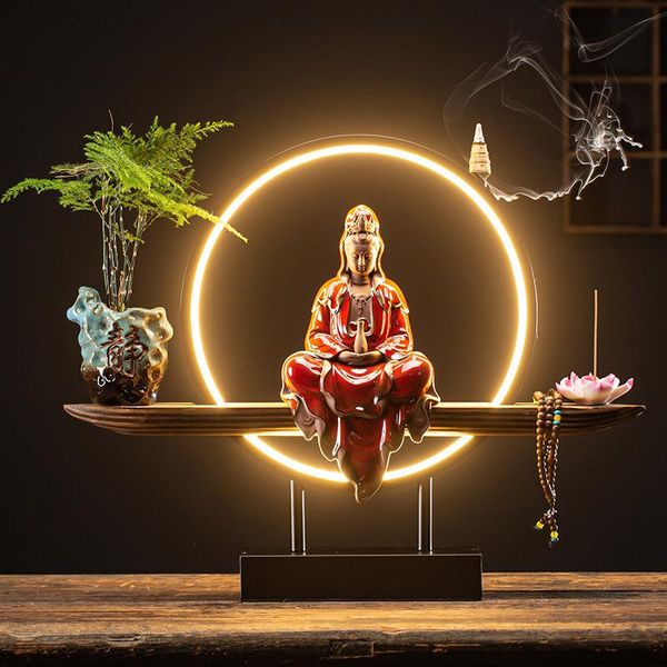 fragrance lamps backflow incense burner with led light chinese waterfall holder ornaments encensoir decorations for home bd50xxl
