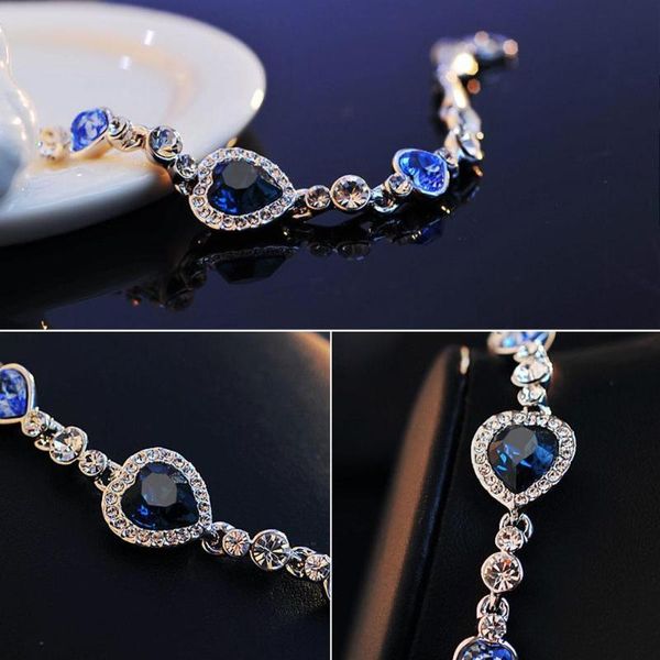 link, chain fashion luxury heart of the ocean blue love crystal charm bracelet bracelets female wedding jewelry trendy for women, Black
link, chain fashion luxury heart of the ocean blue love crystal charm bracelet bracelets female wedding jewelry trendy for women, Black
