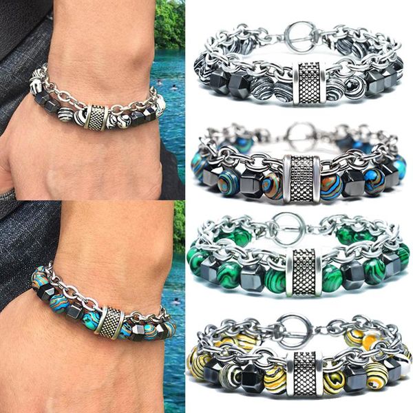 charm bracelets malachite bracelet for women men natural stone beads stainless steel chian male hip hop party jewelry, Golden;silver
charm bracelets malachite bracelet for women men natural stone beads stainless steel chian male hip hop party jewelry, Golden;silver