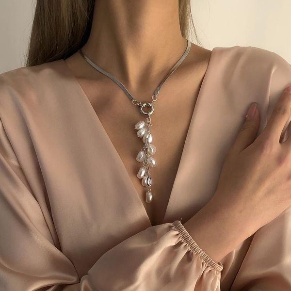 chains 2021 fashionirregular pearl pendant necklaces simple cute snake chain tassel choker necklace women beach accessories, Silver
chains 2021 fashionirregular pearl pendant necklaces simple cute snake chain tassel choker necklace women beach accessories, Silver
