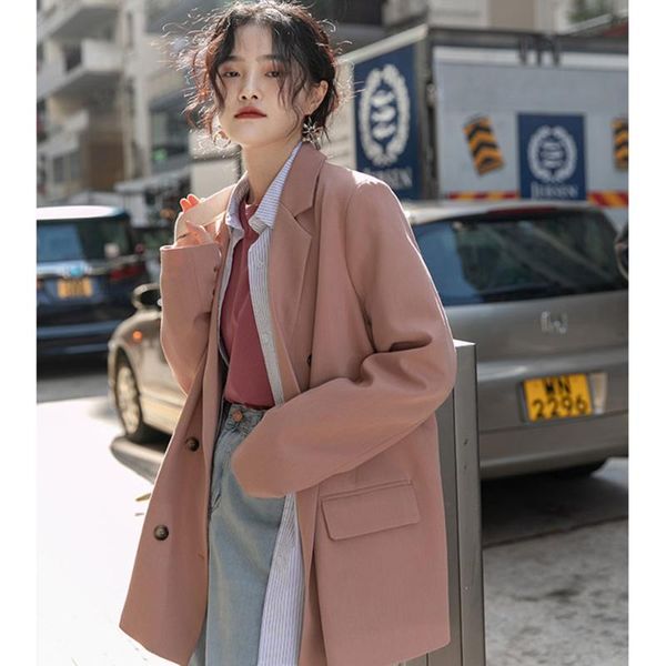 women's suits & blazers 2021 double breasted blazer women loose casual office jacket female oversize vintage chic suit korea, White;black
women's suits & blazers 2021 double breasted blazer women loose casual office jacket female oversize vintage chic suit korea, White;black