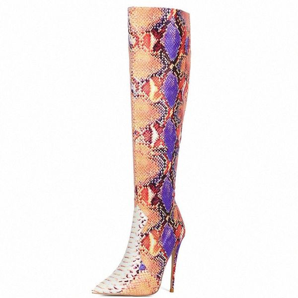 2020 design boots multicolor snake print knee high boots faux leather super high heel long fashion pointed toe shoes e3ds#, Black
2020 design boots multicolor snake print knee high boots faux leather super high heel long fashion pointed toe shoes e3ds#, Black