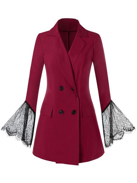 women's trench coats plus size bell sleeve double breasted blazer, Tan;black 
women's trench coats plus size bell sleeve double breasted blazer, Tan;black