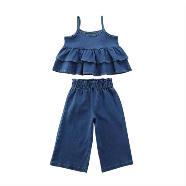 baby summer clothing infant kids girl denims outfits 2pcs set sleeveless ruffled solid jeans layered playsuits, White
baby summer clothing infant kids girl denims outfits 2pcs set sleeveless ruffled solid jeans layered playsuits, White