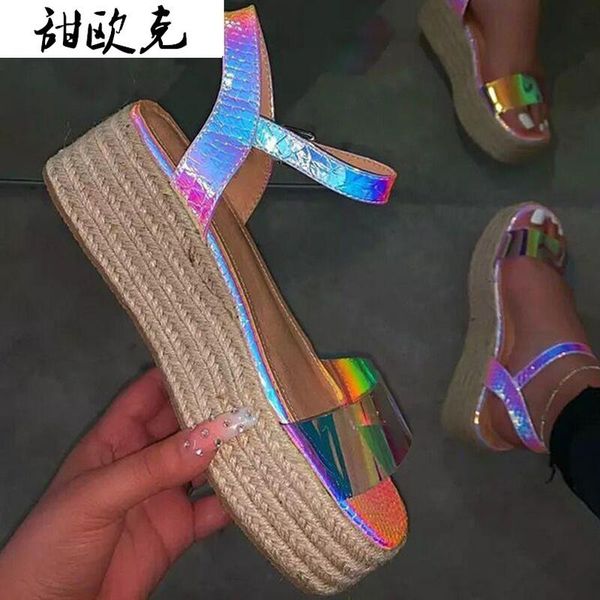 sandals 2021 summer women's shoes retro flat platform casual sequined open toe stitched, Black
sandals 2021 summer women's shoes retro flat platform casual sequined open toe stitched, Black