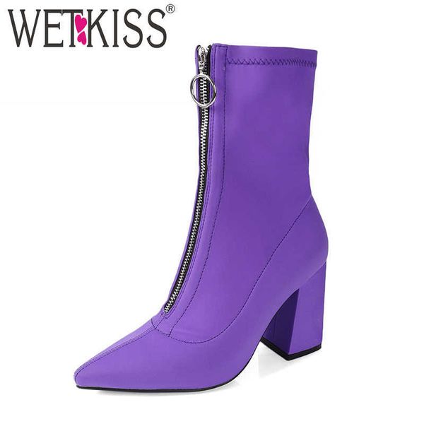 wetkiss stretch ankle boots pointed toe zip footwear thick high heels female elastic boots shoes woman winter purple 210630, Black
wetkiss stretch ankle boots pointed toe zip footwear thick high heels female elastic boots shoes woman winter purple 210630, Black