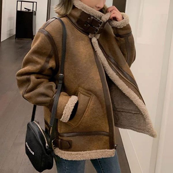 women's fur & faux women 2022 autumn winter leather suede jacket female thick warm coat ladies zipper lapel motorcycle b24, Black
women's fur & faux women 2022 autumn winter leather suede jacket female thick warm coat ladies zipper lapel motorcycle b24, Black