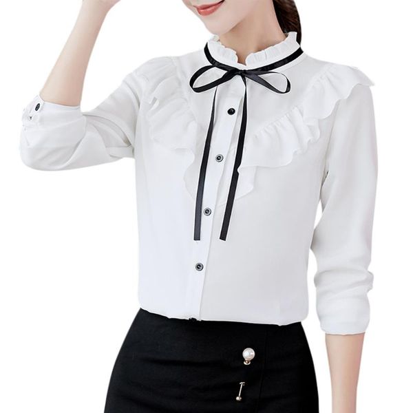 fashion elegant casual shirt women work office lady bow tie ruffles solid chiffon blouse daily wear sweet girl shirt l0119, White
fashion elegant casual shirt women work office lady bow tie ruffles solid chiffon blouse daily wear sweet girl shirt l0119, White