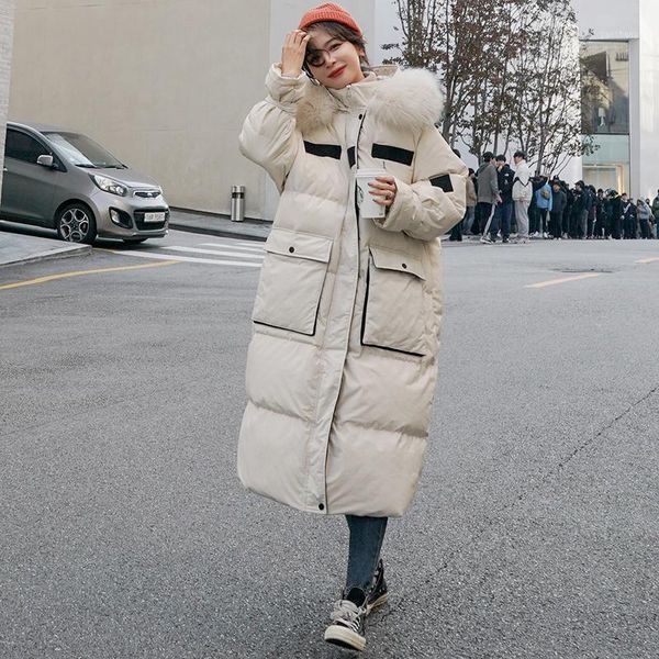 women's down & parkas cotton jacket female 2021 winter long 90% white duck webbing contrast korean loose hooded big fur collar thick wa, Black
women's down & parkas cotton jacket female 2021 winter long 90% white duck webbing contrast korean loose hooded big fur collar thick wa, Black