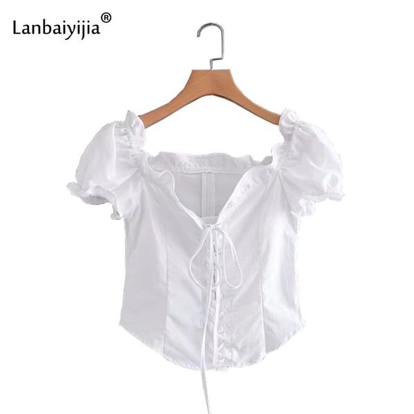 women's blouses & shirts lanbaiyijia est women sweet ruffles lace-up crop blouse v neck short sleeve white casual chic shirt
women's blouses & shirts lanbaiyijia est women sweet ruffles lace-up crop blouse v neck short sleeve white casual chic shirt