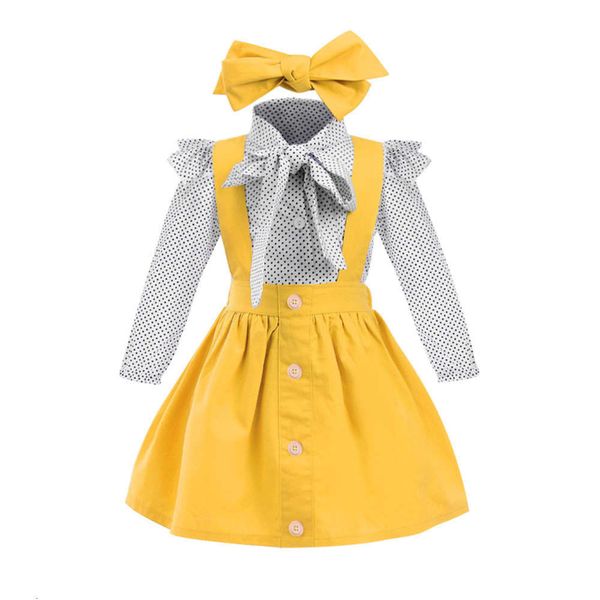 children's wear special girls' yellow strap skirt + polka dot sling suit, White
children's wear special girls' yellow strap skirt + polka dot sling suit, White