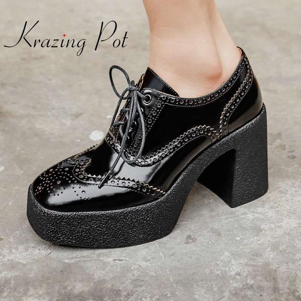 dress shoes krazing pot genuine leather round toe super high heels cross-tied brand catwalk mature lady daily wear women pumps l2f3, Black
dress shoes krazing pot genuine leather round toe super high heels cross-tied brand catwalk mature lady daily wear women pumps l2f3, Black