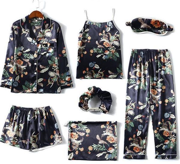 women's tracksuits sleepwear 2 & 7 pieces pyjama set 2021 women spring summer silk pajamas sets satin sleep suit nightwear homewear, Gray
women's tracksuits sleepwear 2 & 7 pieces pyjama set 2021 women spring summer silk pajamas sets satin sleep suit nightwear homewear, Gray