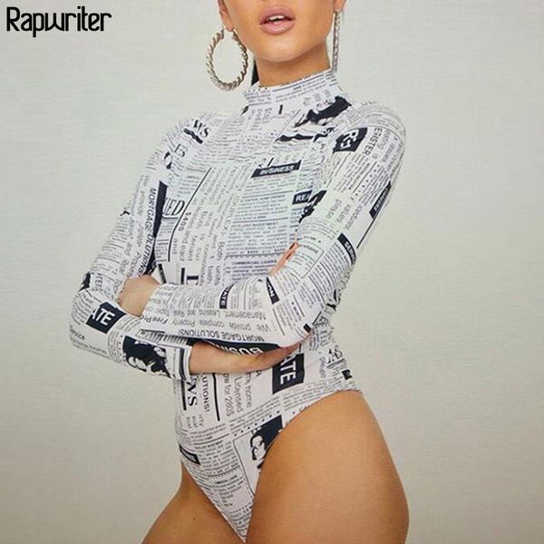 rapwriter fashion newspaper printed turtleneck long sleeve bodysuit women summee individuality slim skinny open croth body 210303, Black;white
rapwriter fashion newspaper printed turtleneck long sleeve bodysuit women summee individuality slim skinny open croth body 210303, Black;white