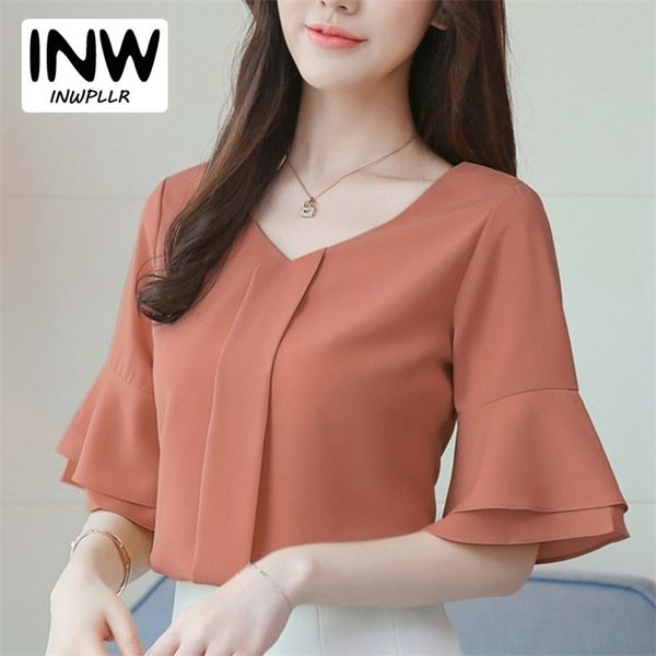 womens and blouses summer flare sleeve chiffon blouse shirt women ladies work wear office blusa feminina shirts 210719, White
womens and blouses summer flare sleeve chiffon blouse shirt women ladies work wear office blusa feminina shirts 210719, White