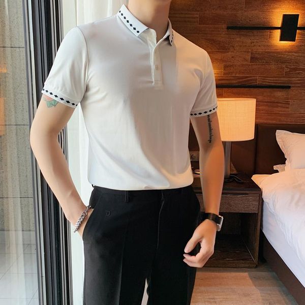 men's polos 4xl-m plus size summer short sleeve men casual shirts fashion turn down collar slim fit business homme british style, White;black
men's polos 4xl-m plus size summer short sleeve men casual shirts fashion turn down collar slim fit business homme british style, White;black