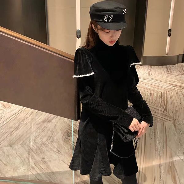 2021 new vintage elegant ruffles woman autumn winter long sleeve mini black veet es for women vestido de mujer 5l68, Black;gray
2021 new vintage elegant ruffles woman autumn winter long sleeve mini black veet es for women vestido de mujer 5l68, Black;gray