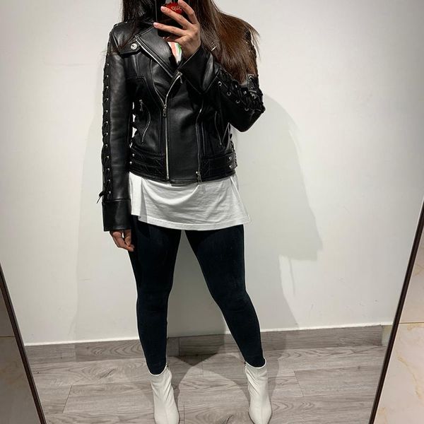 women's leather & faux women real jacket ladies sheep, Black
women's leather & faux women real jacket ladies sheep, Black