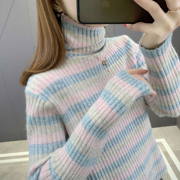 pile neck sweater women with thickened loose base coat for outer wear new striped t-shirt in autumn and winter 2021, White;black
pile neck sweater women with thickened loose base coat for outer wear new striped t-shirt in autumn and winter 2021, White;black