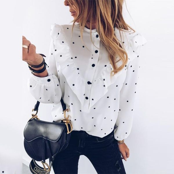 polka dot ruffle detail womens shirts 2021 spring elegant o neck long sleeve tunic office lady plus size button shirt 3xl, White
polka dot ruffle detail womens shirts 2021 spring elegant o neck long sleeve tunic office lady plus size button shirt 3xl, White