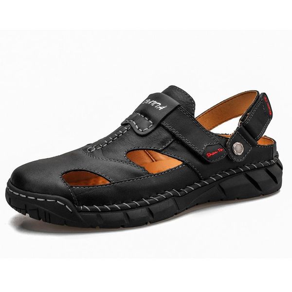 slippers summer genuine leather men's sandals casual outdoor beach men shoes classic roman size 38-48, Black
slippers summer genuine leather men's sandals casual outdoor beach men shoes classic roman size 38-48, Black